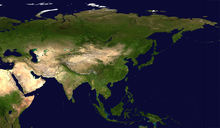 衛星拍攝的亞洲地形照片