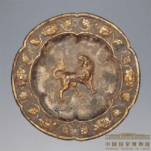 唐獅紋金花銀盤 唐獅紋金花銀盤
