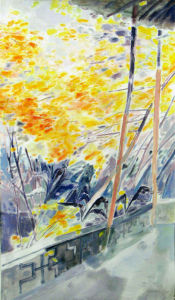 《斜陽》55x90cm水彩（粉）2011年