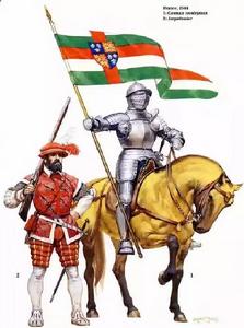 為英軍服役的僱傭軍騎兵和火繩槍手