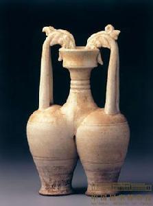 隋白瓷雙腹龍柄傳瓶 隋白瓷雙腹龍柄傳瓶