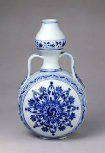 明永樂青花雙耳葫蘆式扁瓶