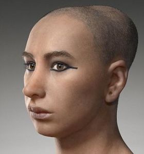 圖坦卡蒙的面容，這是根據木乃伊頭部製作出來的可能的面容。