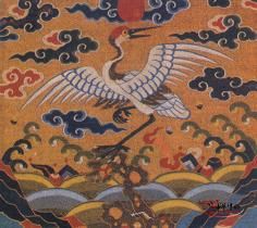 清緙絲雲鶴望日補子