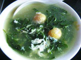 鹹蛋肉片滾枸杞葉湯 鹹蛋肉片滾枸杞葉湯