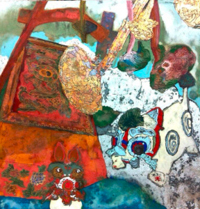 中國畫重彩畫 《童年印象》 80&times;80cm