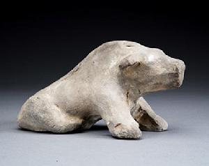 漢灰陶蹲豬 漢灰陶蹲豬