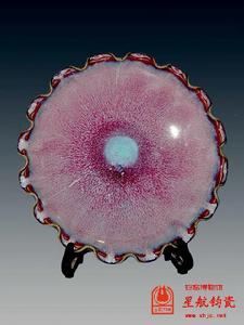 鈞瓷柴燒荷口盤《碧潭映日》