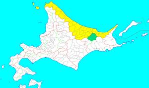 北見國範圍(1869/08/15)綠色部分為原網尻郡