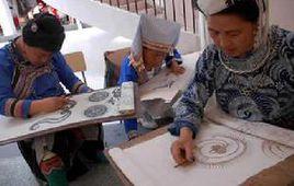 苗族蠟染花鳥紋被面 苗族蠟染花鳥紋被面