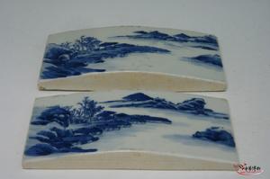 景德鎮窯山水紋長方形紙鎮